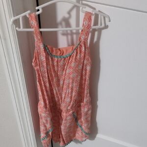 Cherokee Peach and Teal Sleeveless Top